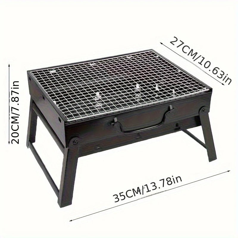 Portable BBQ Charcoal Grill Stainless Steel Small Mini BBQ Tool Kit Outdoor Cooking Camping Picnic Beach Portable BBQ